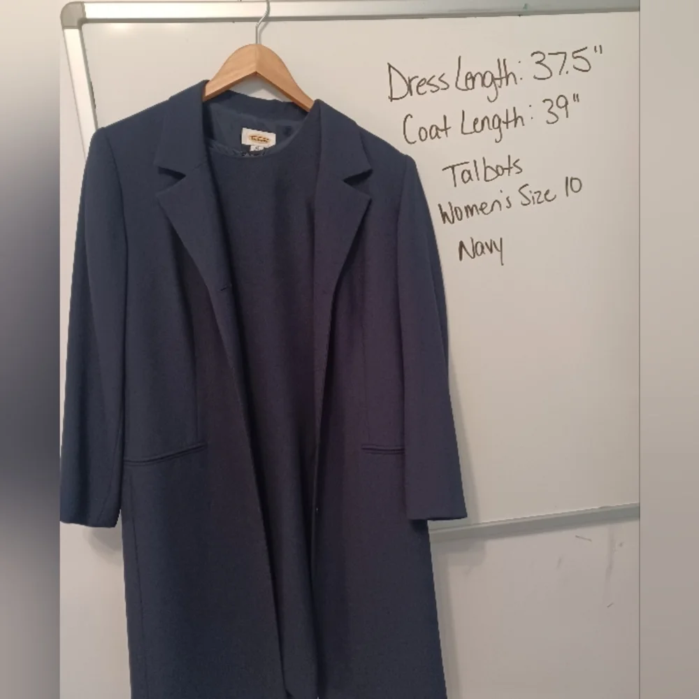 Talbots Women's TWO piece navy dress and suit coat set, size 10 - Picture 3 of 6